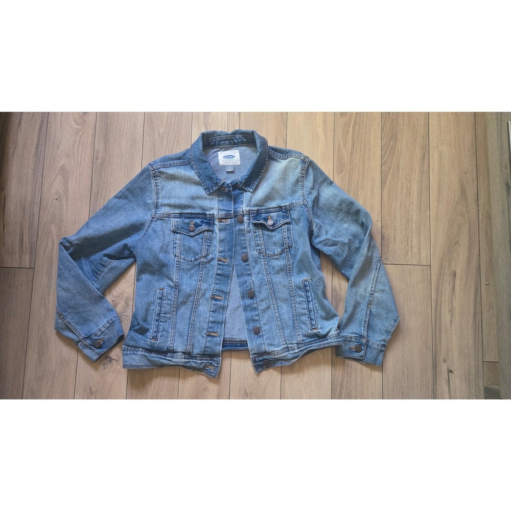 Old Navy Womens Denim Trucker Jacket Medium Wash Blue Jean‎ Jacket Large L